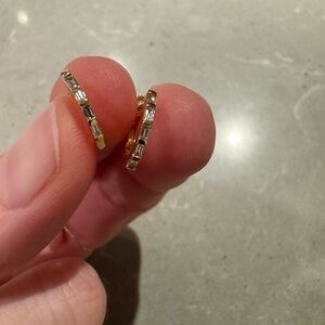 NEW, EF COLLECTION GOLD & DIAMOND HUGGIE EARRINGS!